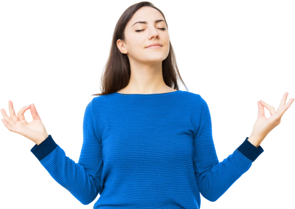 Young woman at peace with herself.