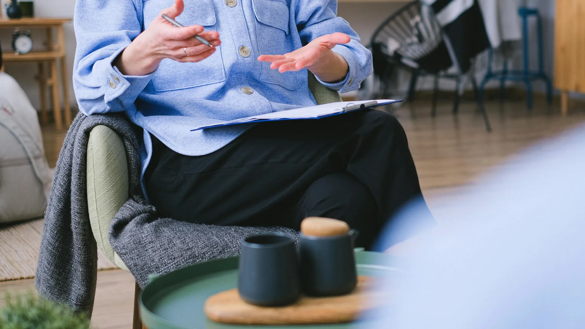 A counsellor is offering their advice on the relationship of a young couple.