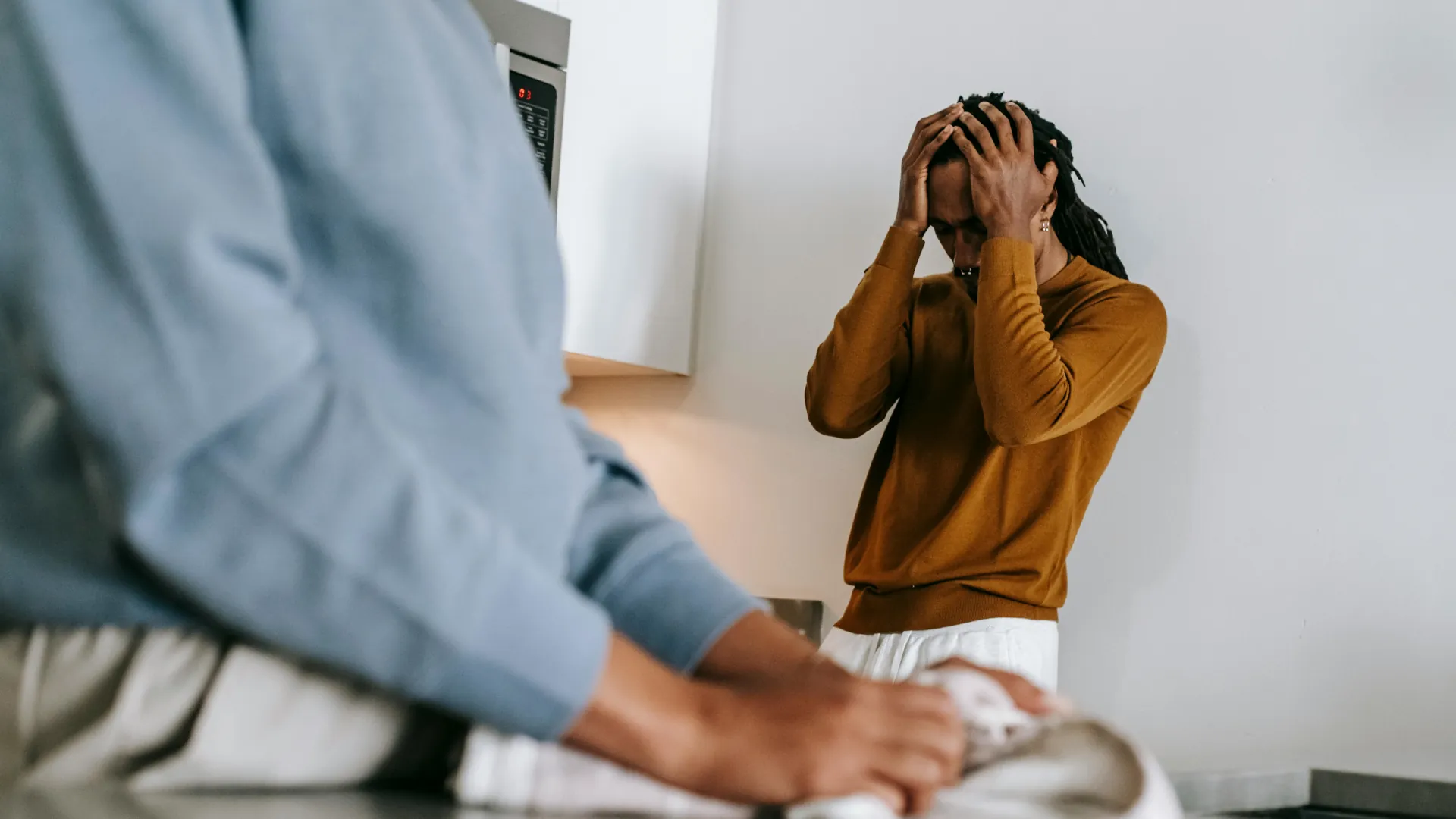 A young male is fed up of the way his partner is behaving towards him.